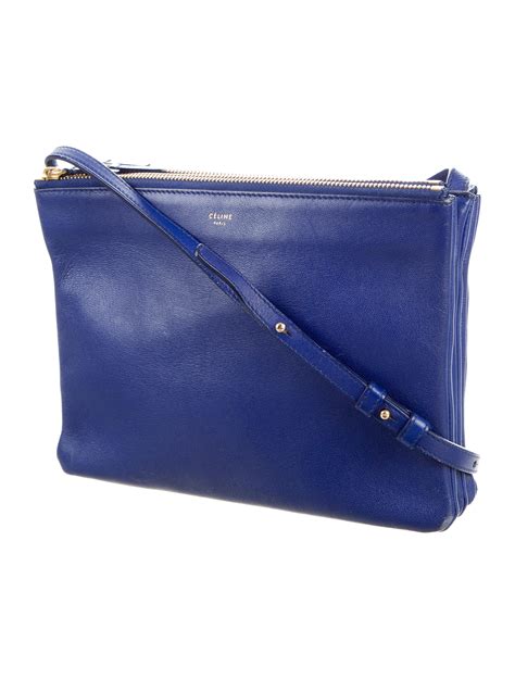 celine trio large blue|CELINE Lambskin Large Trio Crossbody Bag Deep .